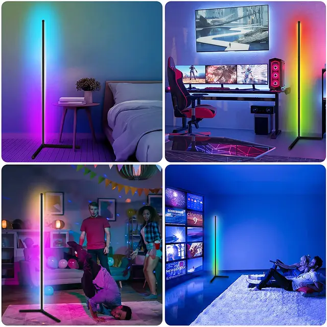 Living Room Dimmable RGB Corner Floor Lamp 140cm Stand Smart APP LED Mood Light for Bedroom Nordic Home Decor Interior lighting 6