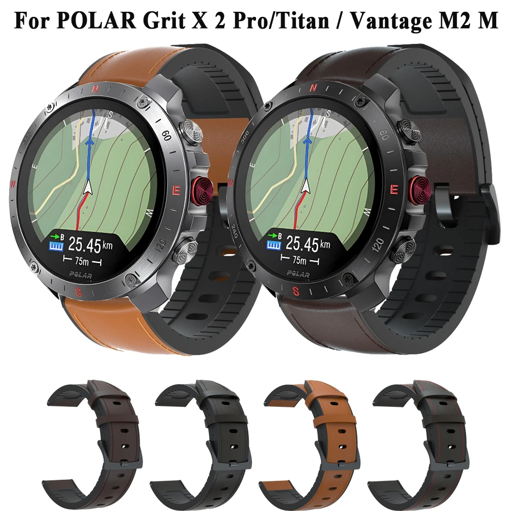 Premium Leather Silicone Bracelet Strap - 22mm Replacement Watchband