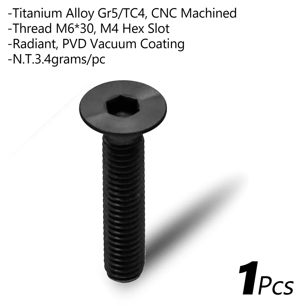 KOCEVLO Fahrrad Steuersatz Schrauben Titan M6 * 30mm CNC Senkkopf MTB BMX Fahrräder Vorbau Top Cap Ti Halte Schraube – Detail 5