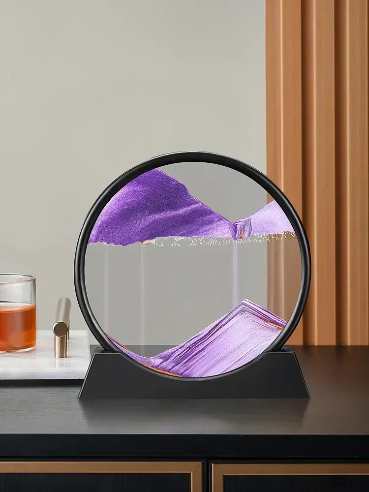 Description Picture 5 of item3D Moving Sand Art Picture Round Glass Deep Sea Sandscape Hourglass Quicksand Craft Flowing Sand Painting Office Home Decor Gift