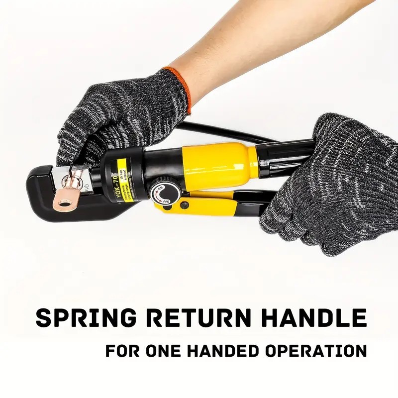 YQK-70 Yellow Manual Hydraulic Pliers Kit With 4/6/10/16/25/35/50/70mmÂ² Hexagonal Crimping Mold, Plastic Tool Box Crimping Wire