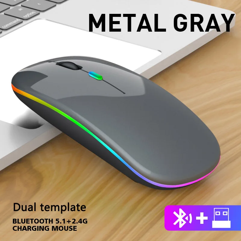 Wireless Mouse RGB Rechargeable Bluetooth Mouse 2.4G Silent Mause Ergonomic Mini Mouse USB Optical Mice For PC laptop Computer 