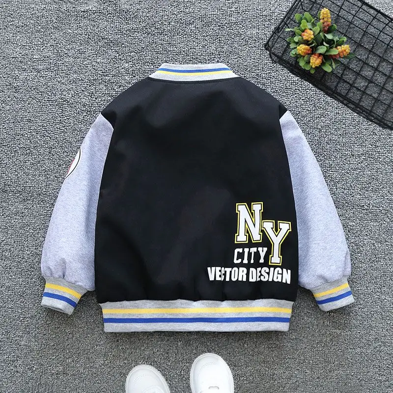 Letter Hooded Jackets Girls Boys Spring Autumn Sports Coats 2-12 Years Children Cartoon Outerwear Kids Casual Clothes