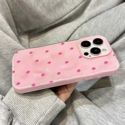 Elegant Polka Dot Shockproof Phone Case - Black, White, and Blue Design - iPhone 13 Pro (Y8 - T11047)