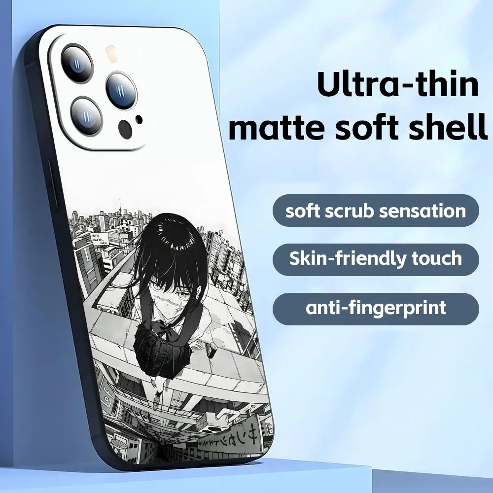 Premium Anime Chainsaw Man Shockproof Phone Case - Soft Black Cover