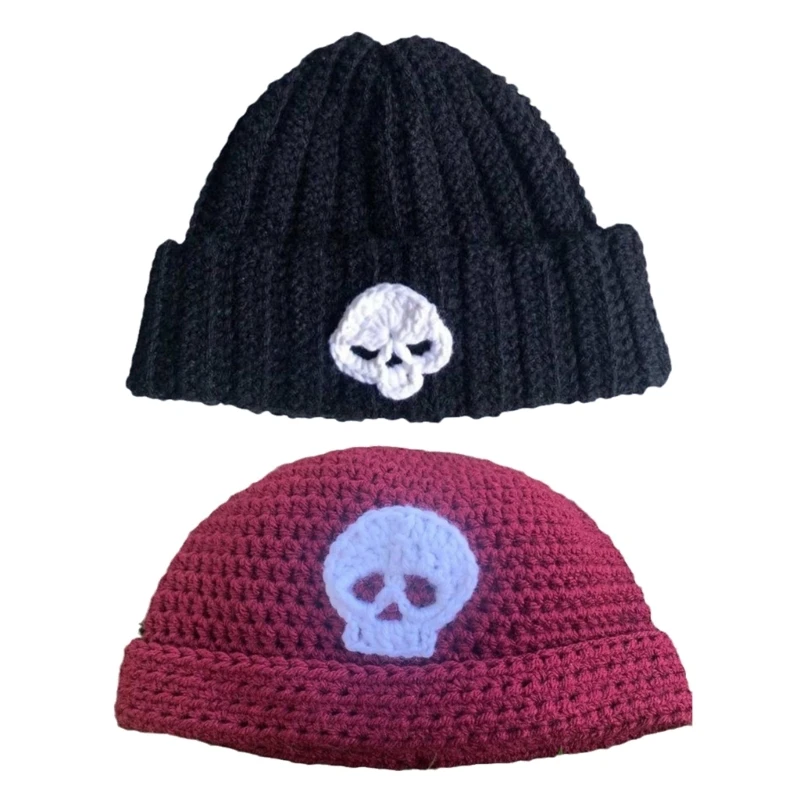 

Adult Knitted Skull Decals Hat Winter Student Outdoor Cycling Skiing Climbing Hat Cold Weather Keep Warm Hat