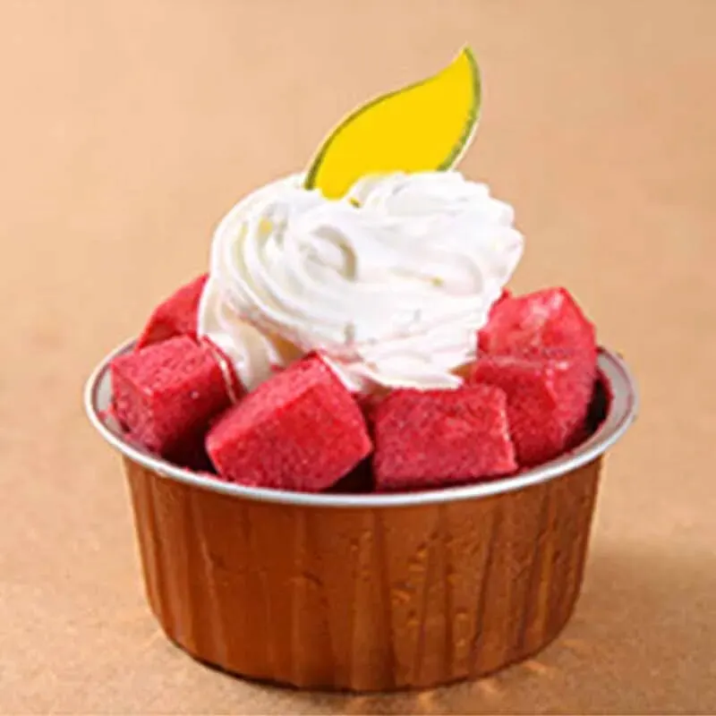 Round Golden 125ml No Lid Baking Mould Air Fryer Oven Foil Cake Cups High Temperature Resistant Aluminium Foil Box Tray(20pcs)