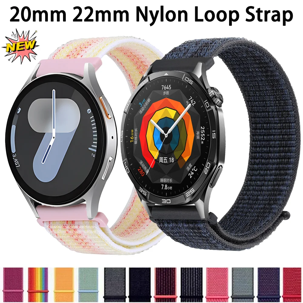 Nylon Loop Smartwatch Strap - 20/22mm Adjustable Bracelet Band