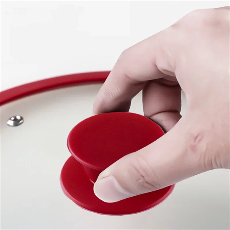 Red Silicone Glass Lib Cover Knob Cap Heat-Resistant Cooking Pot Pan Lid Knob Replacement Lifting Handle Cookware Handgrip