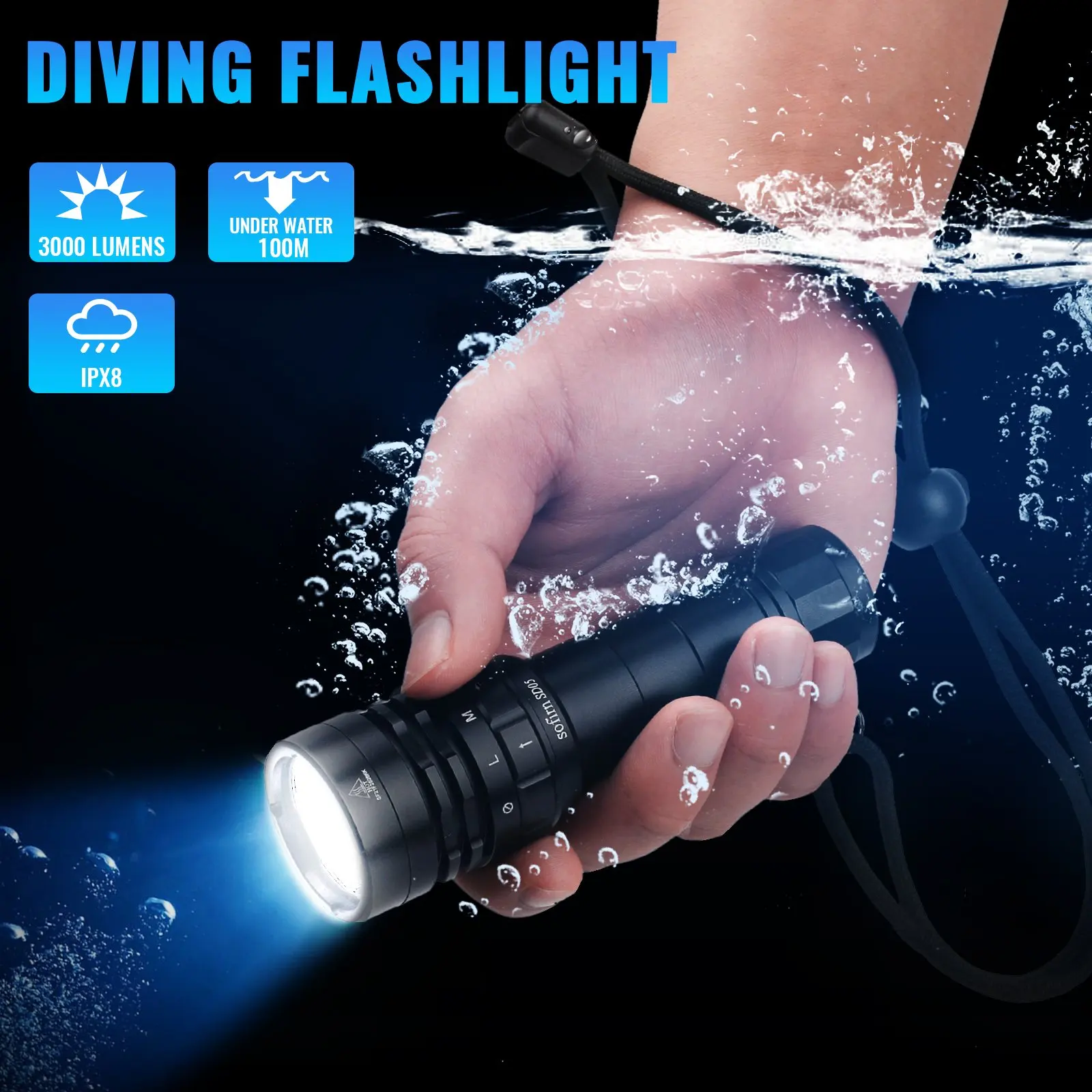 Sofirn SD05 Scuba Diving Flashlight XHP50.2 Super Bright 3000lm