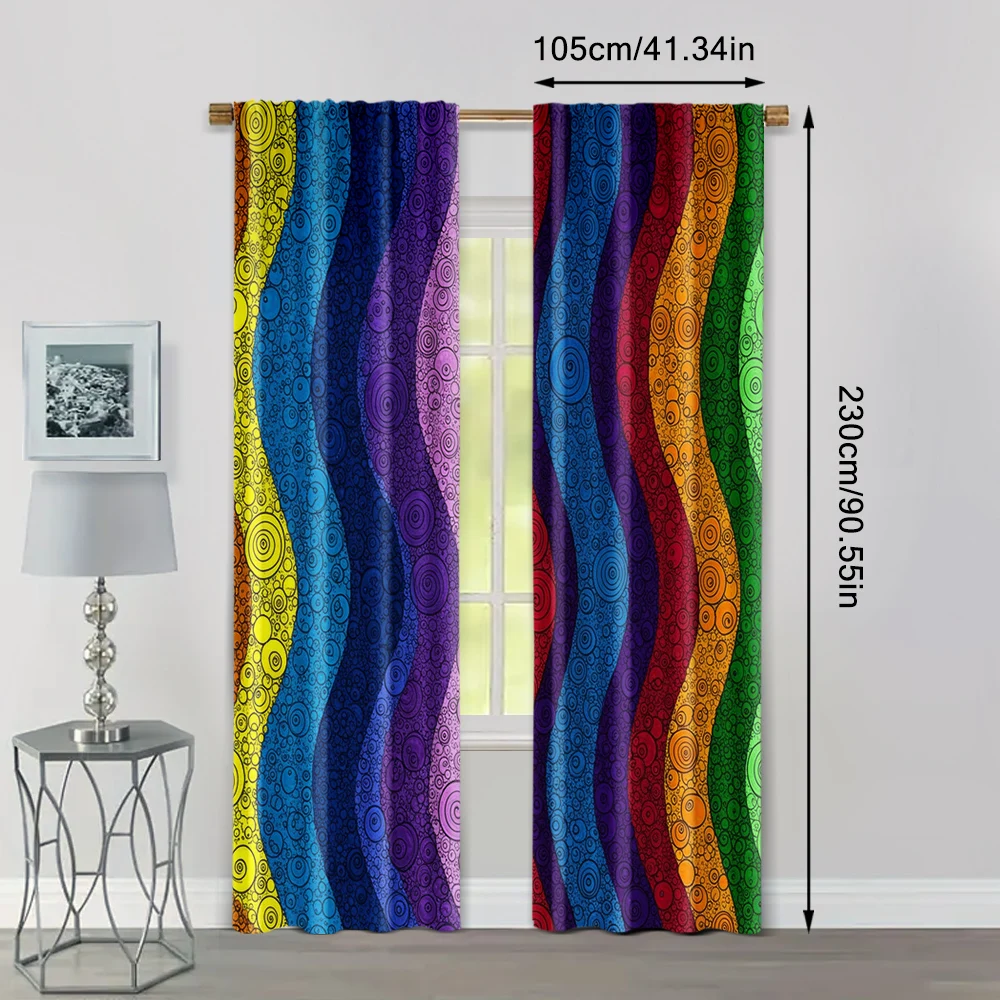 2pcs, Drapes Abstract Colorful Polka Dot Pattern Durable Polyester,Without Electricity Birthday Party for Living Room, Outdoor 4