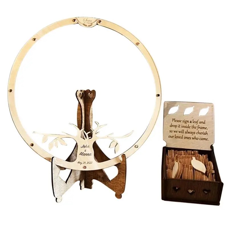 

Деревянная круглая Свадебная вывеска, украшение для гостевой свадебной книги, коробка с памятью, подпись, гостевая книга на день рождения, альтернатива
