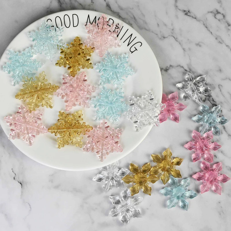 Christmas Decorations 10pcs Christmas Snowflake Decoration Clear Pink Blue Crystal Acrylic Snowflake Ornaments Christmas Party Tree DIY Hanging Decor