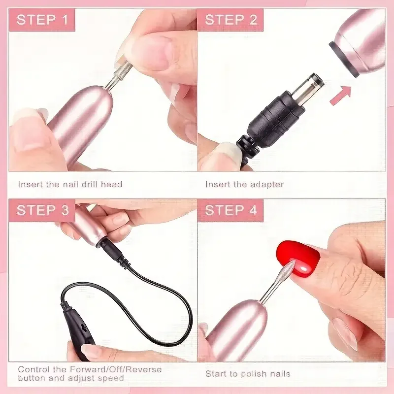 Nail Drill - Professional Electric Nail Drill File Machine Portable Electric Nail Filer with Nail Drill Bits Sanding Bands - 5