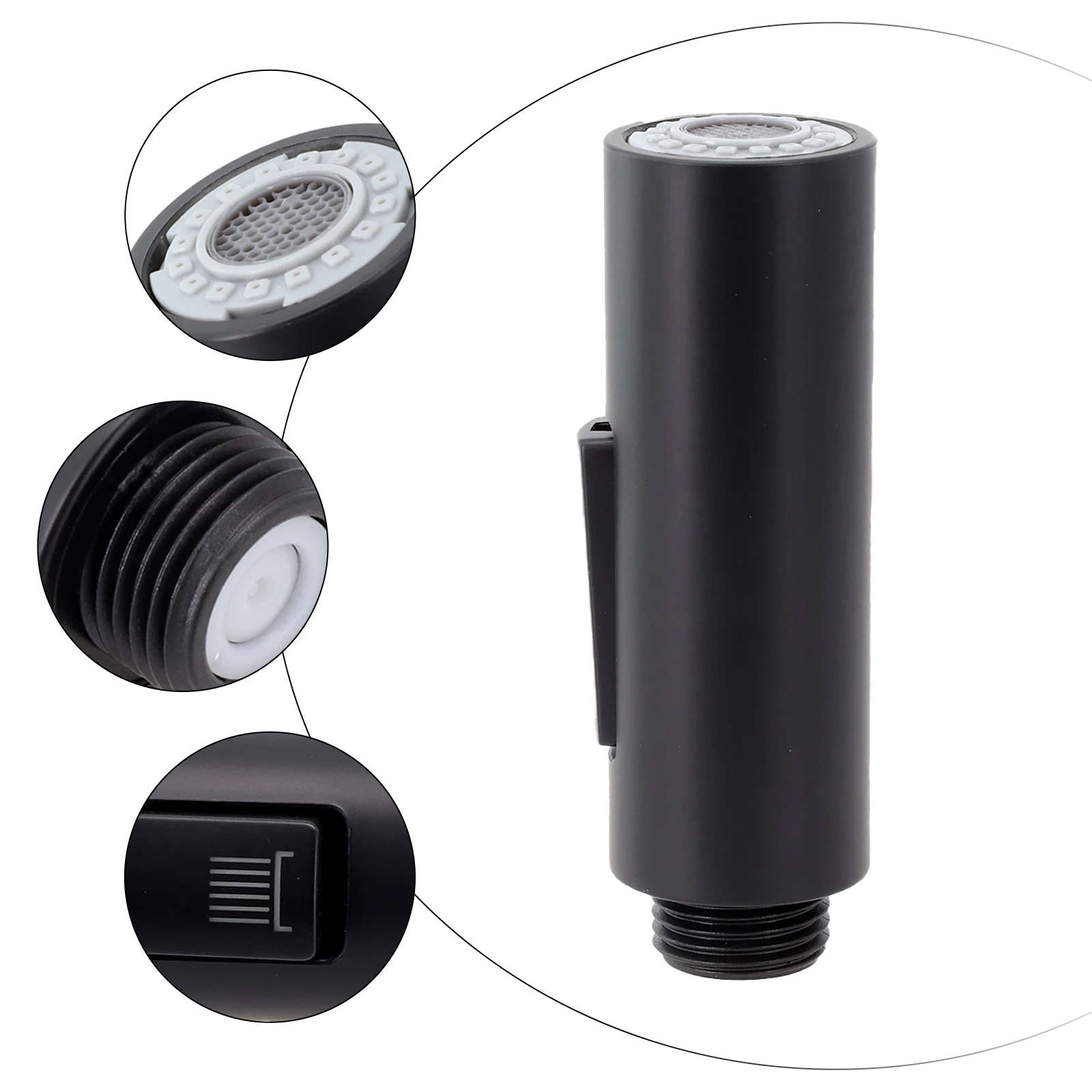 

G1/2'' ABS Pull Out Spray Shower Head Sink Mixer Kitchen Spare Replacement Taps Sprayer Black Faucets Nozzle Tools