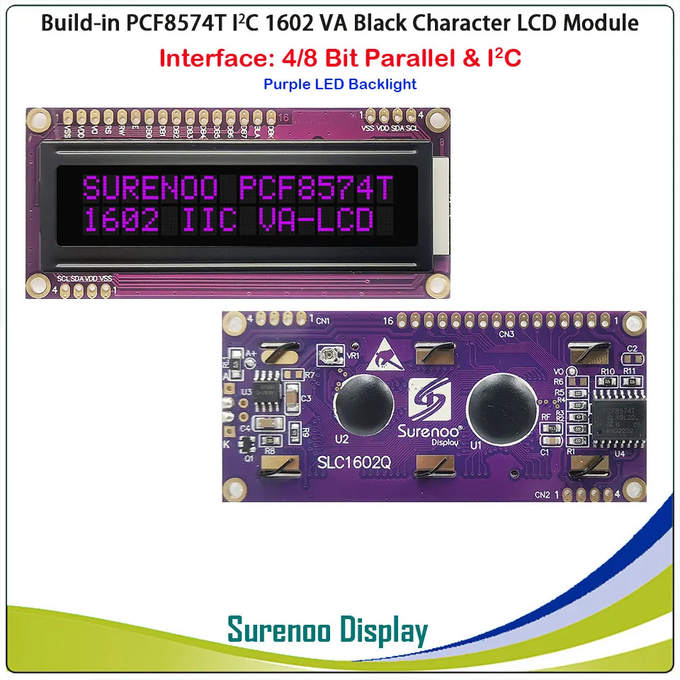 PCF8574T PCF8574 IIC I2C 162 16X 2 1602 Charakter LCD Modul Display Panel VA Weiß Lila Grün Led-hintergrundbeleuchtung für Arduino