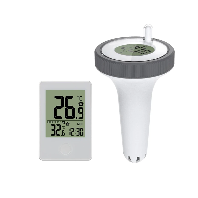 Wireless Digital Floating Pool Thermometer LCD Swimming Pool Bath Water Spas Aquariums In/Outdoor Temp Monitor Remote Time Clock 4