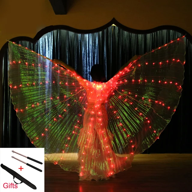 Rainbow Color Angle LED Isis Wings Luminous Costume Circus Party Show Dancewear 