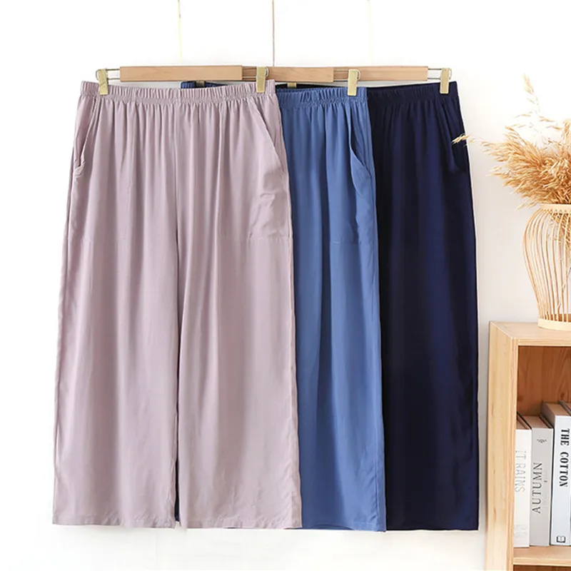 

XL-3XL Cotton Pijamas Pant For Women New Spring Summer Sleepwear Capri Pants Plus Size Loose Ladies Night Wear Pajamas Trousers
