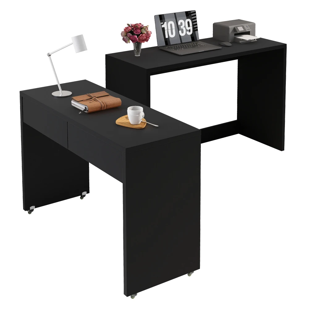 Kompakter Schreibtisch, ausziehbar, der gesamte Tisch besteht aus 1,8 cm dickem Holz, ausgestattet mit Rollen, flexibel kombinierbar, klappbarer Schreibtisch – Detail 20