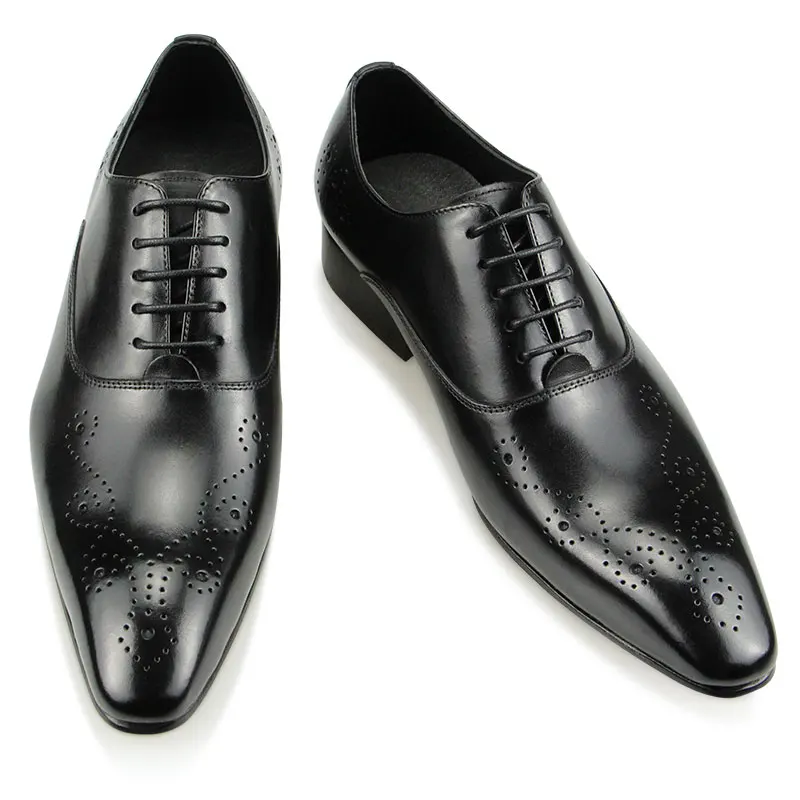 Luxury Genuine Leather Men Shoe Brogue Dress Oxfords for Male Lace-up Hand Painted Casual Party Wedding Daily High Grad Footwear
