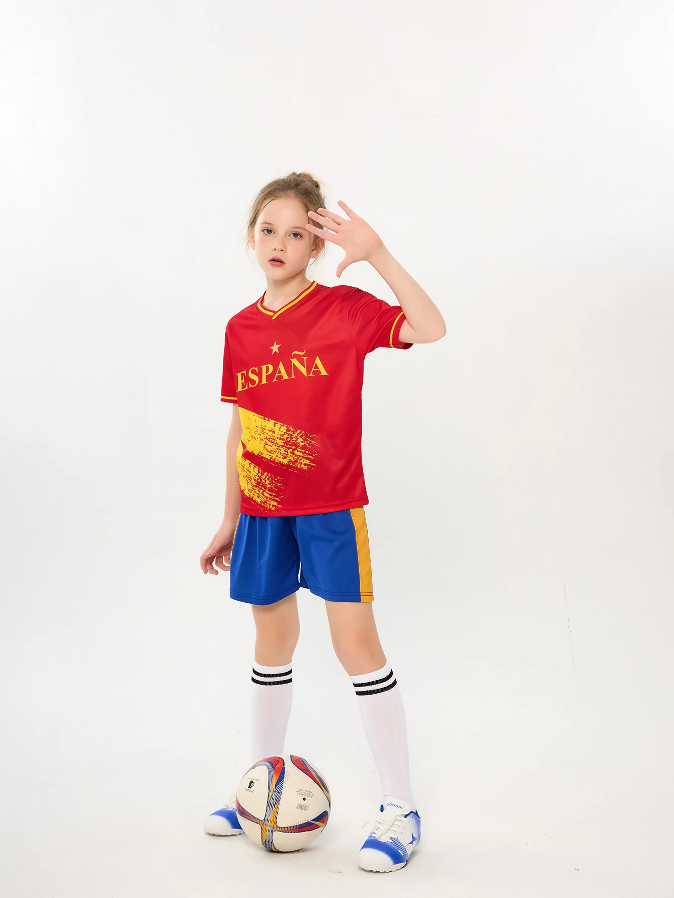 Soccer uniform Suruida New Spain Soccer Jersey Set Boys and Girls New Season Soccer Uniform Quick-drying Kidstraining jersey