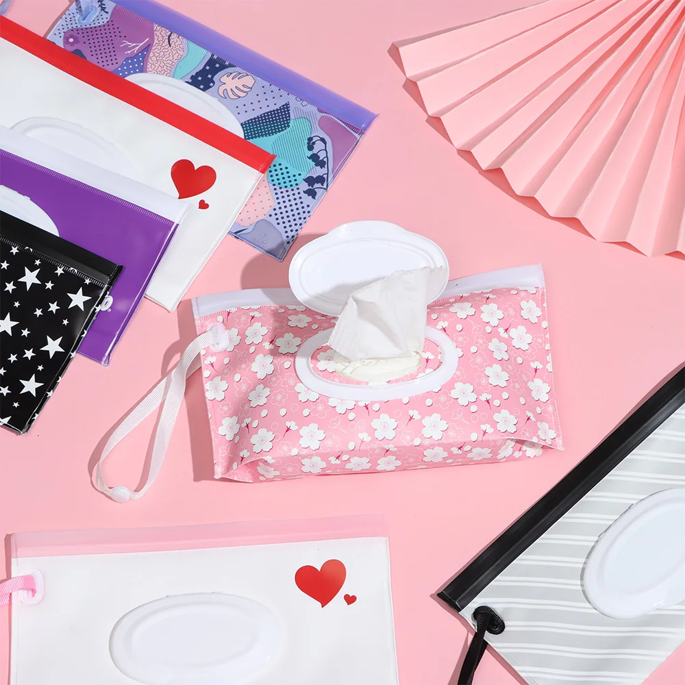 Portable Snap-Strap Wet Wipes Bag 1Pc Fashion Cosmetic Pouch Tissue Box Stroller Accessories Cute Carrying Case Baby Product tissue box wet wipe case baby wipe case wet wipes case wet wipes box