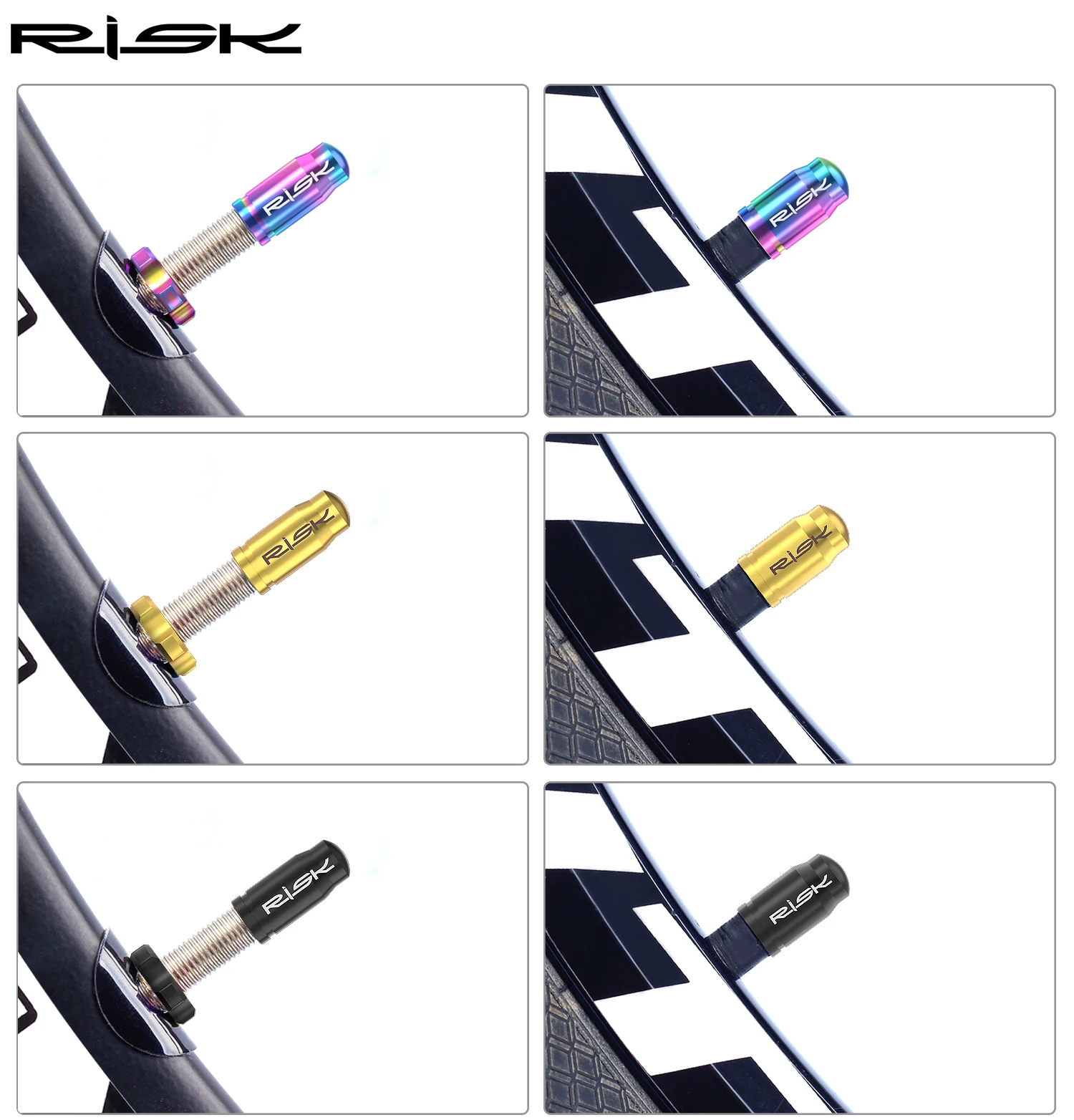 RISK Titanium Bike Valve Cap Mountain Road Bicycle Tubeless Presta Schrader Nozzle Valve Core Cap MTB French American Dustproof bicycle valve cap bicycle tire valve cap valve cap valve caps