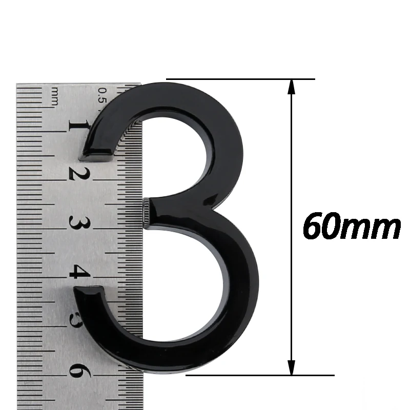 House Number Signs 60mm 1pc Self Adhesive 3D Plastic for Exterior