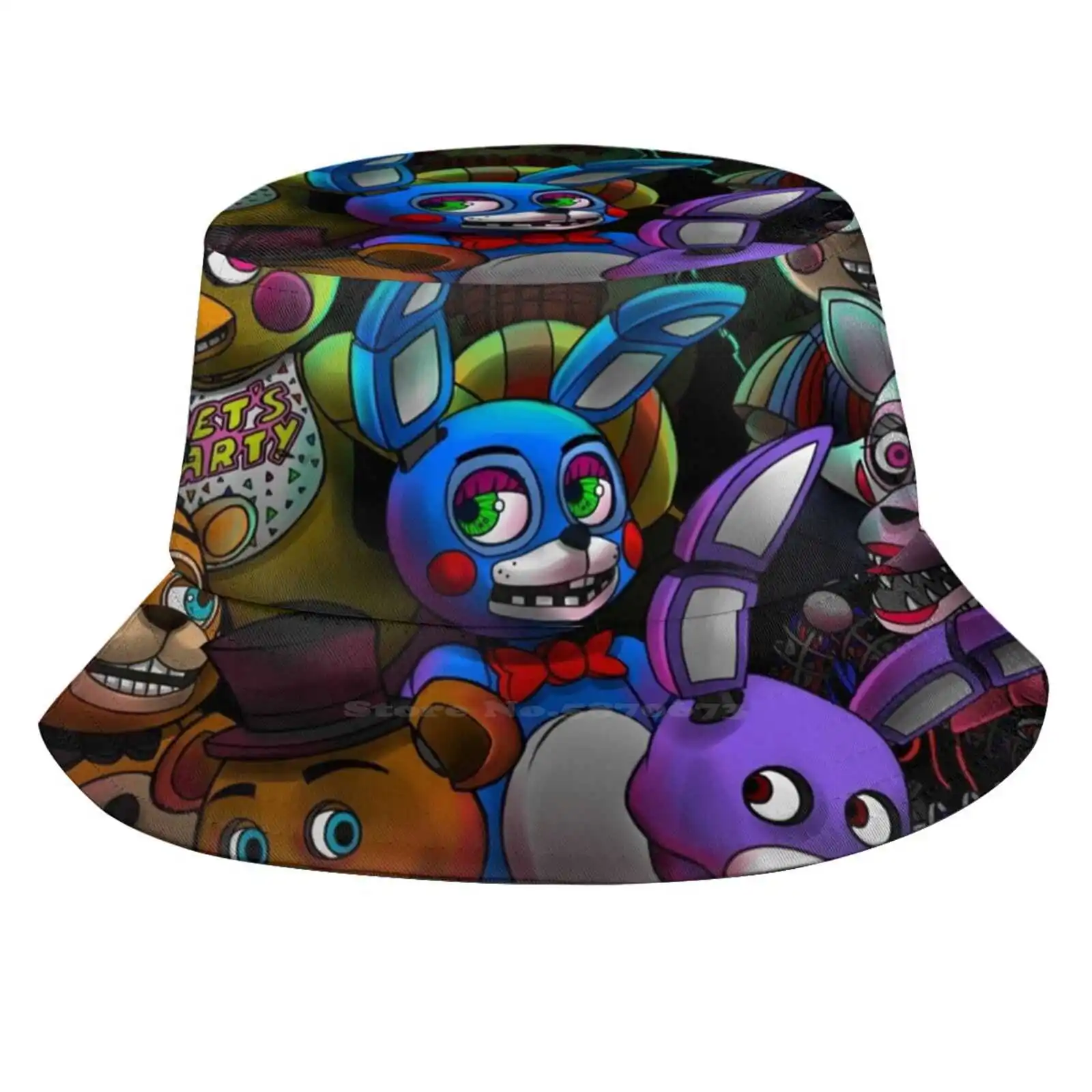 Fnaf-All Togheter Outdoor Sun Fishing Panama Cappelli Fnaf Chica Foxy Bonnie Mangle Bb Springtrap Security Violation Glamrock