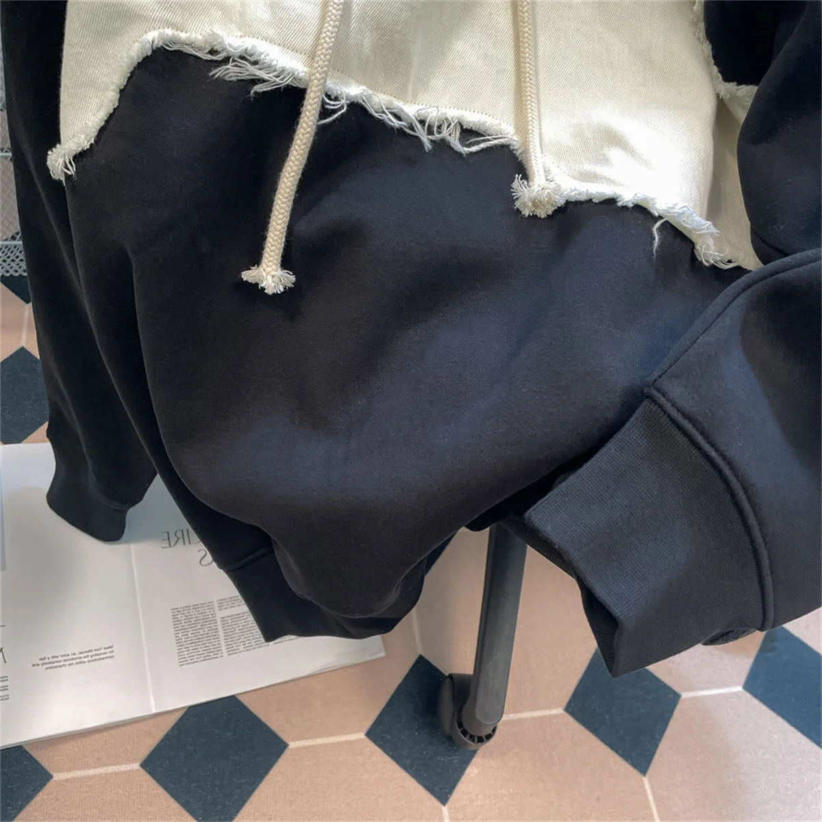 Spring And Autumn Male Vitality Fashion Trends Versatile Simple Lazy Wind 2025 New Color Blocked Patchwork Hooded Jacket