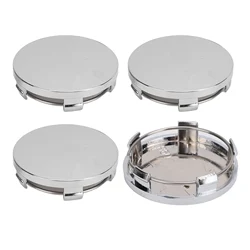 Set of 4 Universal Car Wheel Center Hubcap Stickers - 60mm Tire Accessories and Decoration (Silver)