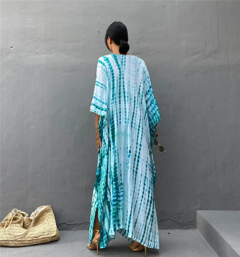 Plus Size Women Beachwear Long Beach Coverups Kaftan Casual Caftan Dress Swimwear cover ups 3