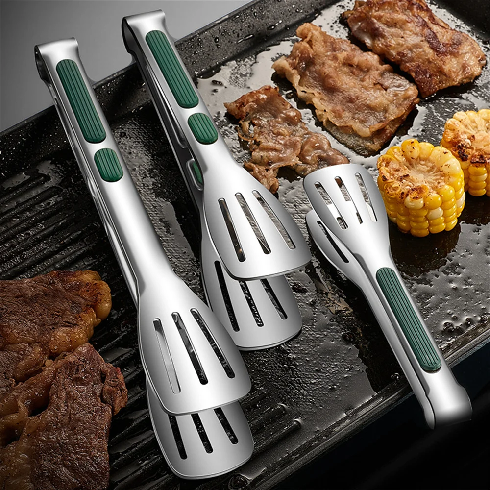 Food Tongs 1/2PCS Stainless Steel Steak Clip Pancake Barbecue Spatula Frying Fish Spatula Bread Household Kitchen