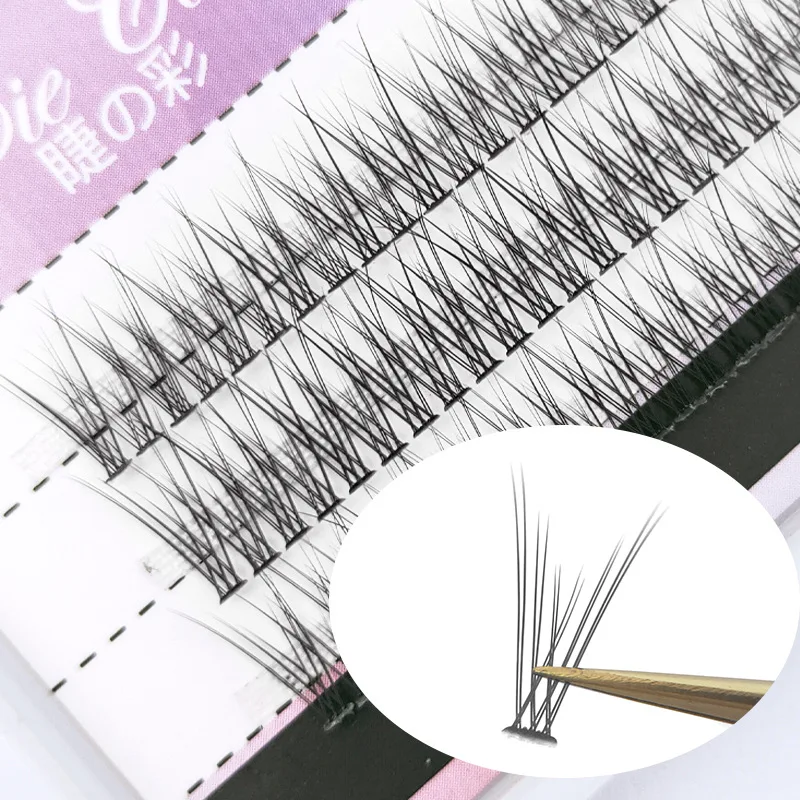

Fishtail Eyelashes Clusters Natural Soft Matte Black C Curl 8-12mm Length Individual Grafted Hot-melt Fairy Lashes 3Rows Pack
