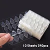 10 Sheets/240 Pcs Waterproof Double-Side False Nails Adhesive Tabs Stickers Press On Fake Nail Tips Jelly Sticker Nail Art Glue 1