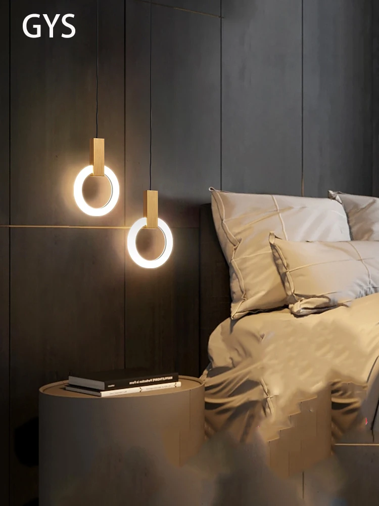 

Led Chandelier Nordic Bedside Pendant Lamp Long Line Modern Hanging Light Round Circle Lighting Fixture For Restaurant Bedroom