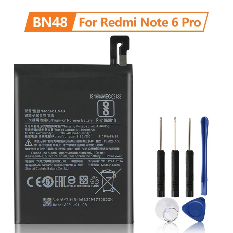 

New Replacement Phone Battery BN48 For Xiaomi Redmi Note 6 Pro Note6 Pro 4000mAh