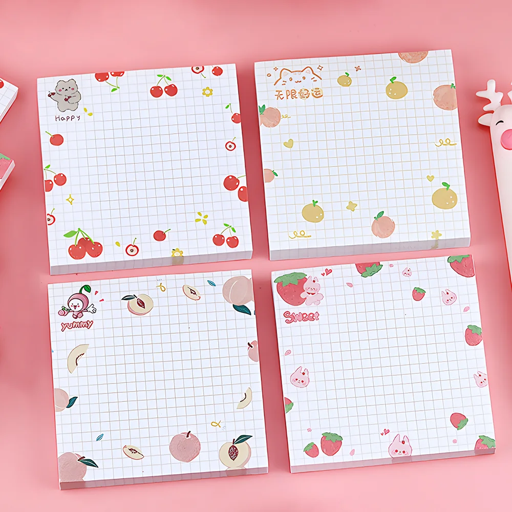 Cute Strawberry Fruit Sticky Notes Memo Pads Kawaii Funny Post Notepads Aesthetic Stationery Tabs Check List To Do Daily Planner 2