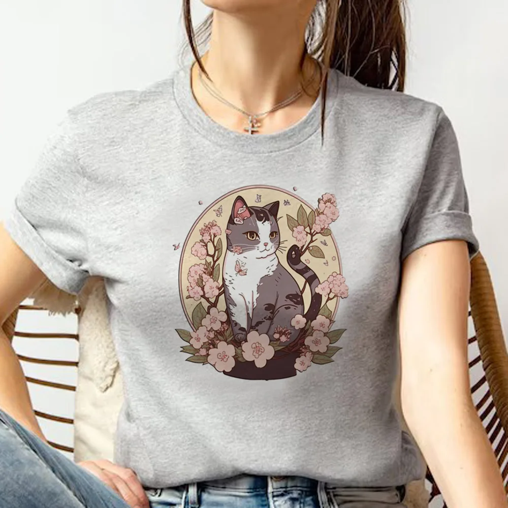 

Cute Cat t-shirts women Japanese designer t-shirts female Japanese clothes