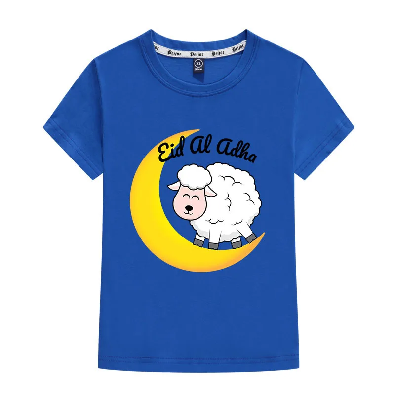 

Eid Mubarak Moon Star T Shirt Kids 100% Cotton Short Sleeve T-shirt Baby Boys Ramadan Decoration Clothes Teen Girl Summer Tshirt