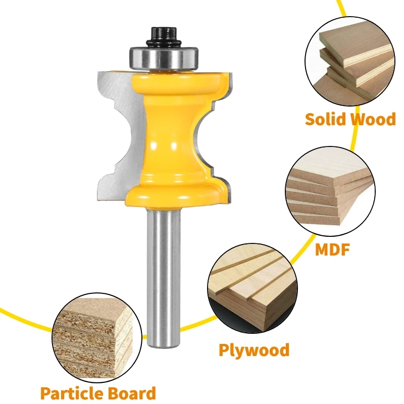 Milling Cutter 6.35MM 8MM 12MM 12.7MM Bull Nose Molding Handrail Router Bits Woodworking Milling Cutter for Wood Face Mill End Mill