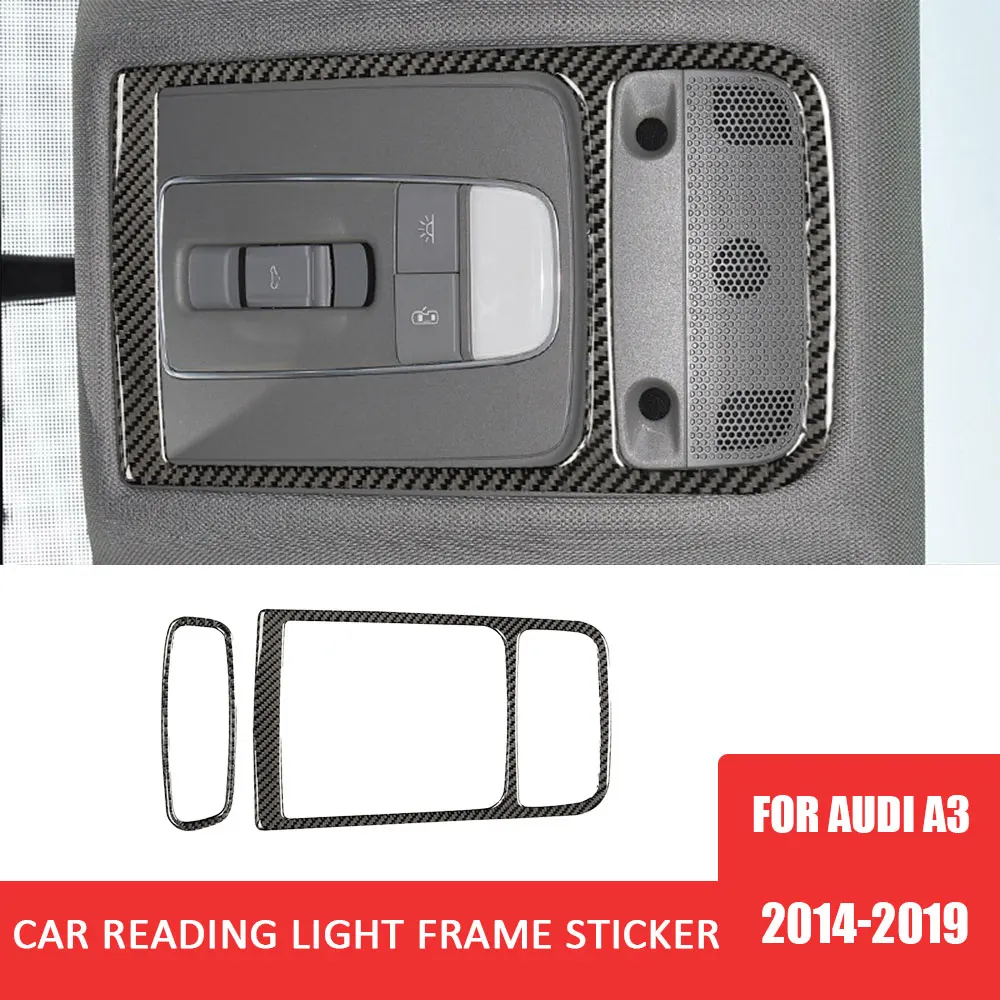 for Audi A3 8V 2014-2019 Carbon Fiber Car Roof Reading Light Panel Decorative Frame Car Interior Modification Accessories