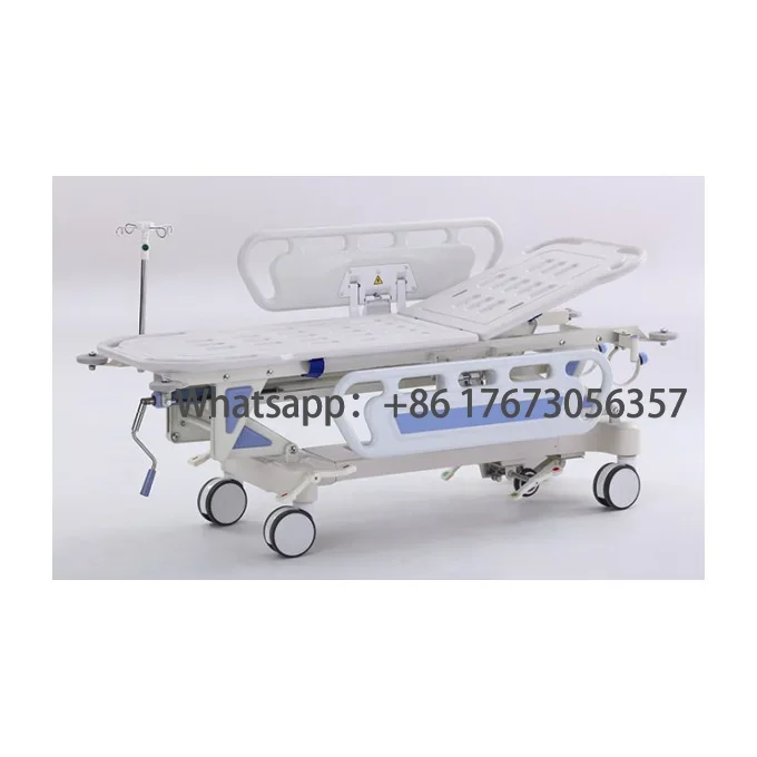 

Adjustable Hydraulic Manual Hospital Medical Abs Emergency Transport Stretcher Patient Transfer Trolley Bed HE-3