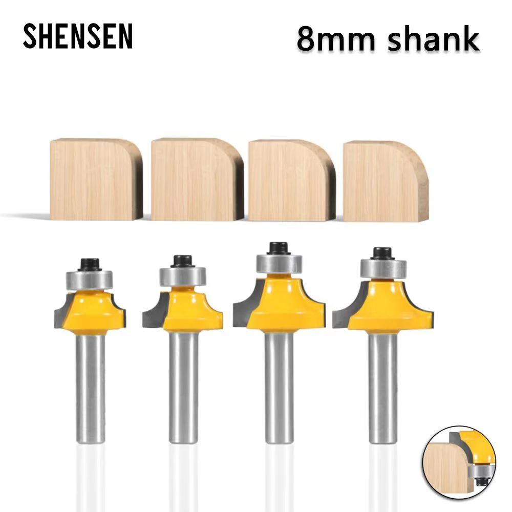 4Pcs8mmShankCornerRoundRouterBitforWoodEdgingWoodworkingMill