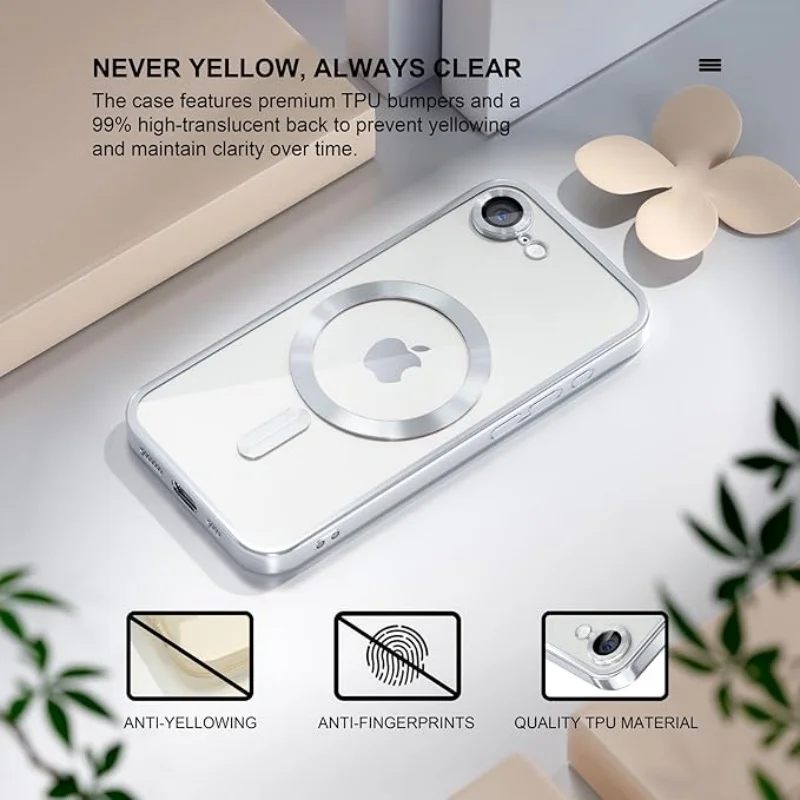 Magnetic Titanium Case with Screen Protector and Camera Cover - Metallic Glossy Luxury Finish