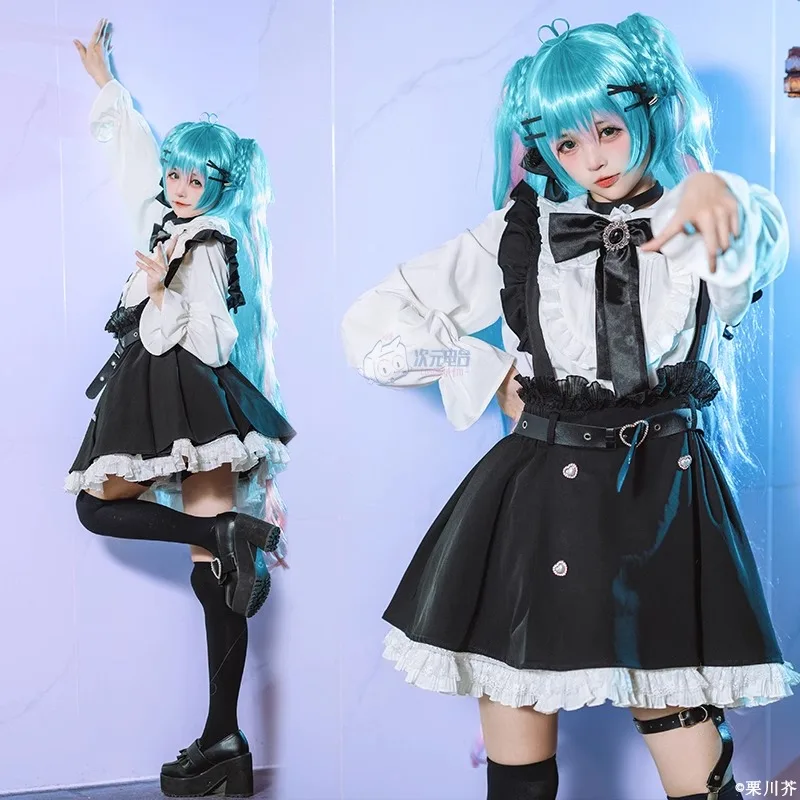 

Anime Miku Cosplay Costume Women Lolita Cute Bowknot Skirt Suit Girl JK School Uniform Suit Halloween Carnival Role play Costume