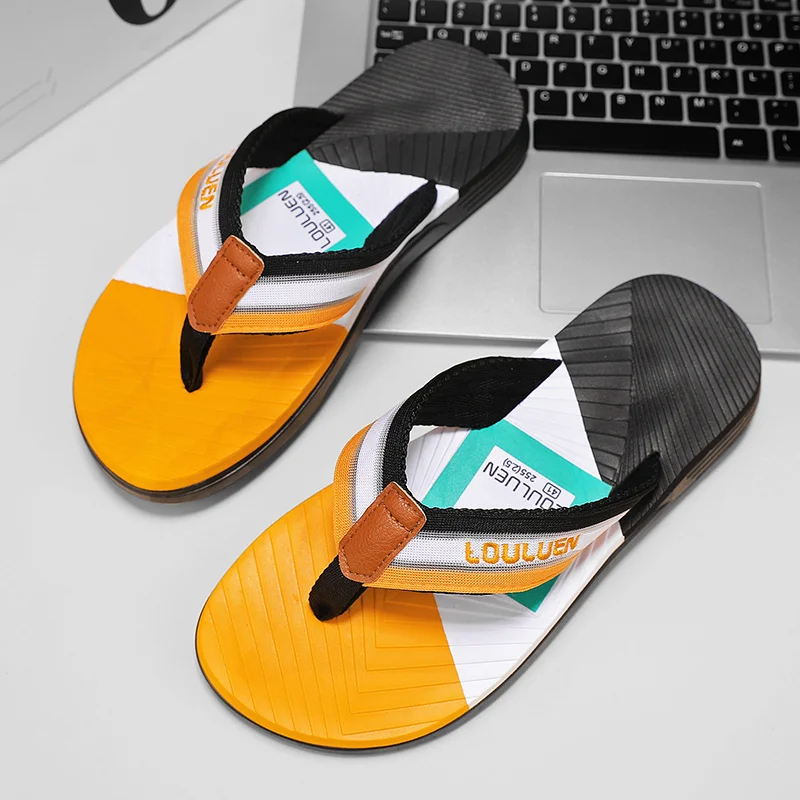 

Fashion Mixed Color Flat Slippers Men New Casual Comfortable Men's Flip Flops Light Non-slip Outdoor Beach Summer Shoes For Men