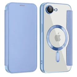 Luxury Transparent Flip Leather Wallet Case with Magnetic Closure and Card Slot - iPhone 15 Plus (A3)