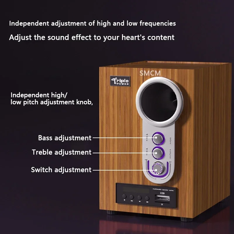 Wooden Computer Bluetooth Speaker Multimedia Home Theate Subwoofer Power Music Center Support For PC Speakers Desktop Laptop